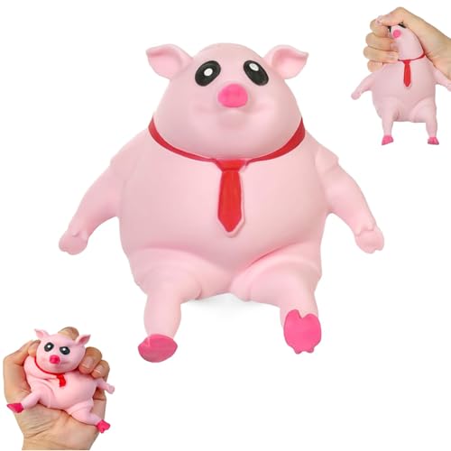 Qosigote Schwein Quetsch Spielzeug, Anti Stress Schwein, Stress Pig Stress Toy, Cute Pink Pig Anti-Stress Toy, Fun Party Pressure Toys for Children Adults (14*14CM) von Qosigote