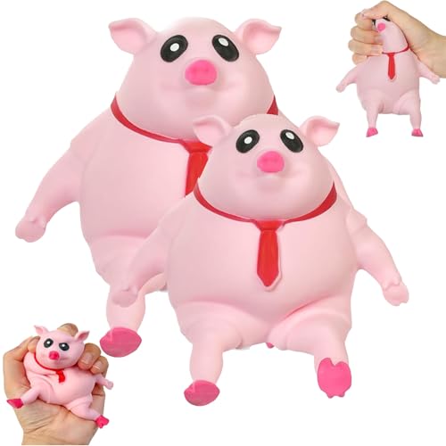 Qosigote Schwein Quetsch Spielzeug, Anti Stress Schwein, Stress Pig Stress Toy, Cute Pink Pig Anti-Stress Toy, Fun Party Pressure Toys for Children Adults (2PCS-Mix) von Qosigote