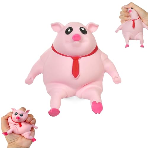 Qosigote Schwein Quetsch Spielzeug, Anti Stress Schwein, Stress Pig Stress Toy, Cute Pink Pig Anti-Stress Toy, Fun Party Pressure Toys for Children Adults (9*9CM) von Qosigote