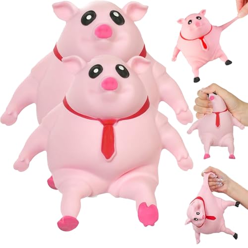 Qosigote Schwein Quetsch Spielzeug, Anti Stress Schwein, Stress Pig Stress Toy, Fun Party Pressure Toys for Children Adults (2PCS-Mix) von Qosigote