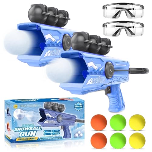 Qosigote Snowball Shooter, Snowball Launcher for Kids and Adults, Indoor Snowball Fight Set with Snowball Maker,and Goggles – Winter Outdoor Toys for Children Ages 3-8 Years (2pcs-Blue) von Qosigote