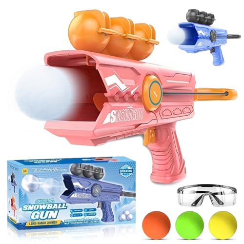 Qosigote Snowball Shooter, Snowball Launcher for Kids and Adults, Indoor Snowball Fight Set with Snowball Maker,and Goggles – Winter Outdoor Toys for Children Ages 3-8 Years (Red) von Qosigote