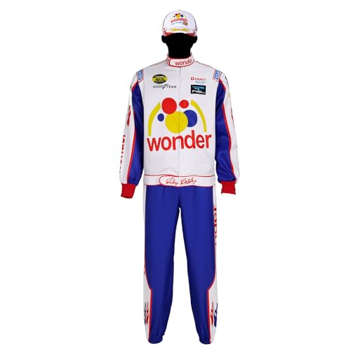 Erwachsene Halloween Ricky Bobby Racing Jumpsuit Hut Set Talladega Nights Vollkostüm Halloween Party Requisiten (MY20233-3, XL) von Qosivfey