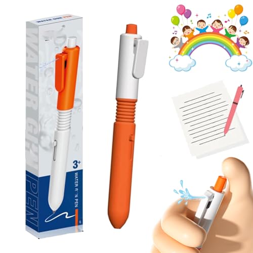 Pen That Sprays Water, Water Gun Pen, Pen That Shoots Water, 2 in 1 Funny Prank Retractable Pens with Water Spray, Interactive Toy Pen for Kids and Adults (1PC-Orange) von Qosneoun