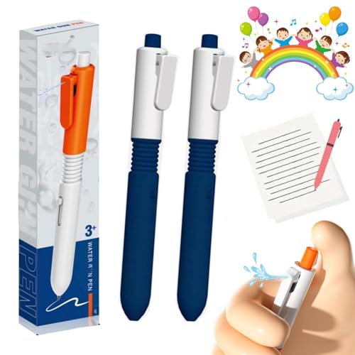 Pen That Sprays Water, Water Gun Pen, Pen That Shoots Water, 2 in 1 Funny Prank Retractable Pens with Water Spray, Interactive Toy Pen for Kids and Adults (2PCS-Blue) von Qosneoun