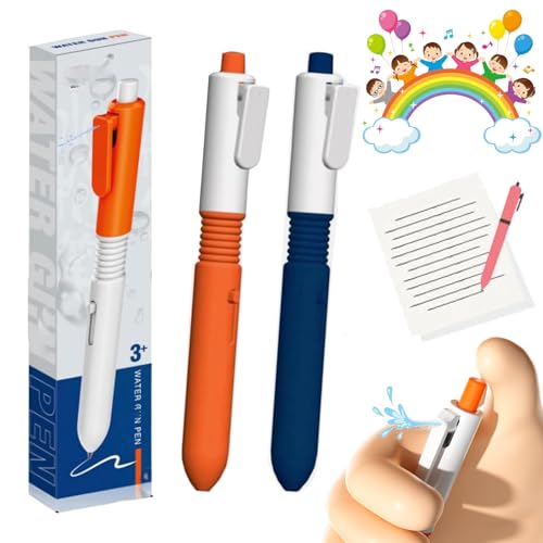 Pen That Sprays Water, Water Gun Pen, Pen That Shoots Water, 2 in 1 Funny Prank Retractable Pens with Water Spray, Interactive Toy Pen for Kids and Adults (2PCS-Mix) von Qosneoun