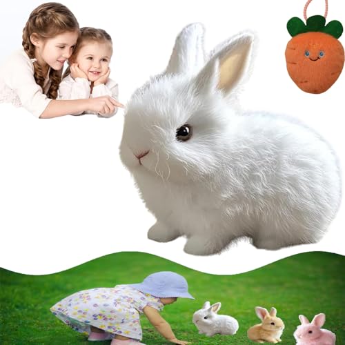 Qosneoun Bunby - My Realistic Bunny Toy, Easter My Realistic Bunny Toy, Interactive Bunny Realistic Bunny - Jumping, Twitching, and Shaking Ears, Bunny Realistic Bunny Toy for Kids (White) von Qosneoun