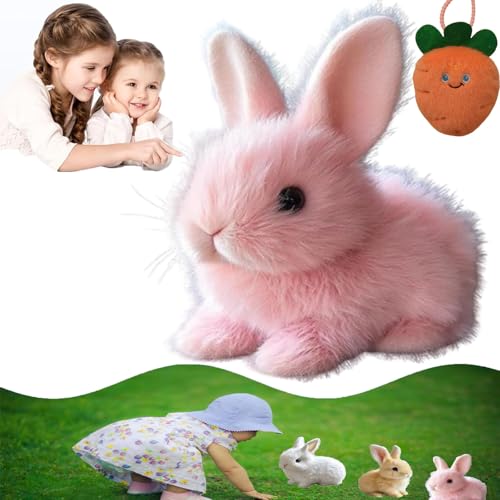 Qosneoun Bunby - My Realistic Bunny Toy, Easter My Realistic Bunny Toy, Interactive Bunny Realistic Bunny - Jumping, Twitching, and Shaking Ears, Bunny Realistic Bunny Toy for Kids (pink) von Qosneoun