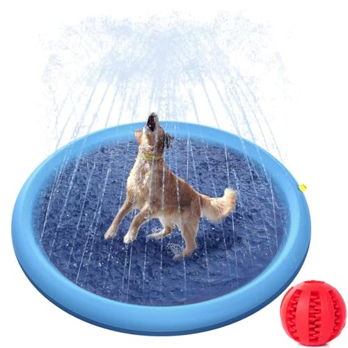 Qosneoun FidoSplash for Dogs, FidoSplash Splash Pad, Das Spritzpad, Strapazierfähiges Hunde-Spritzpad, rutschfestes Sommer-Wasserspielzeug für Haustiere im Freien (39 * 39 In) von Qosneoun