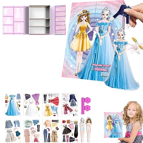 Qosneoun Magnetic Dress up Baby, Magnetic Dress up Dolls for Girls, Pretend Play Magnetic Case, Magnet Outfit and Accessory Pieces,Magnetic Paper Dolls for Girls Ages 4-7 (Set-D) von Qosneoun