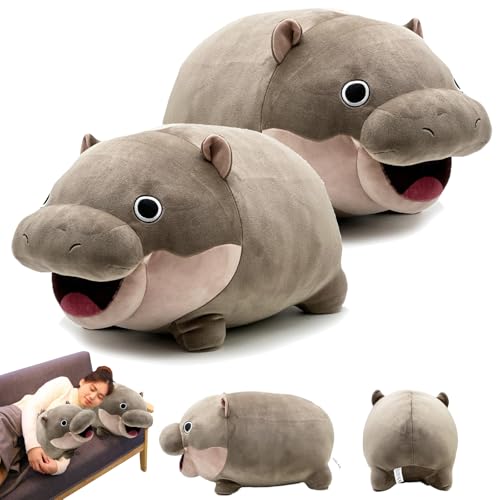 Qosneoun Moo Deng Plush, Pygmy Hippo Plush Moo Deng, Moo Deng Hippo, Hugable Home Toy Decoration, Moo Deng Hippo Plush Toy Fashionable Throw Pillows for Home Sofa Bedroom Decoration (2pcs) von Qosneoun