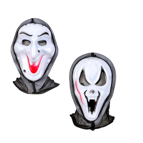 Qpout 2 Stück Schrei Masken für Erwachsene/Kinder, Halloween Gruselmasken (Hexe und Tausendfüßler), Halloween Cosplay Maske, Halloween Ankleideparty Maskenball Gruselmaske von Qpout