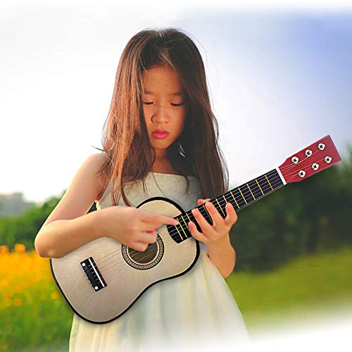 Praktische Kindergitarre für Musikliebhaber und Gitarrenbegeisterte (Holzfarbe) von Qqmora