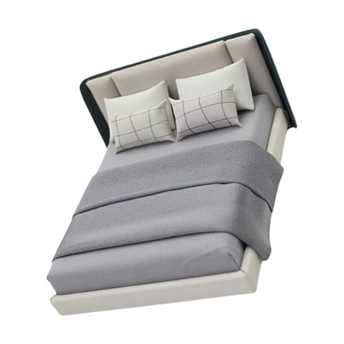 1/20 Puppenhäuser Schlafzimmer Miniatur-Doppelbett und Bettwäsche Realistische Moderne Inneneinrichtung Raumszene Display Zubehör Puppenhäuser Möbel 1/20 Puppenhäuser Schlafzimmer Miniatur-Doppelbett und Bettwäsche Realistische Moderne Inneneinrichtung Raumszene Display Zubehör Puppenhäuser Möbel von Qsvbeeqj
