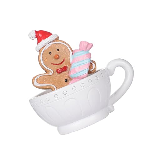 Bunte Harze Weihnachtsmann Schneemann in Tasse, Miniaturfigur für Weihnachten, Kuchendekoration, Dekoration für Heimversammlungen von Qsvbeeqj