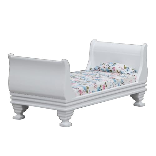 Puppenhäuser im Maßstab 1:12, Einzelbettmodell, Möbelszene, Zubehör für 15 cm Puppen, viktorianischer Vintage-Stil, Miniatur-Bettwäsche-Set Puppenhäuser im Maßstab 1:12, Einzelbettmodell, Möbelszene, Zubehör für 15 cm Puppen, viktorianischer Vintage-Stil, Miniatur-Bettwäsche-Set von Qsvbeeqj