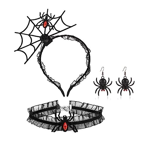 Qsvbeeqj 1 Set Halloween Cosplay Spinnennetz Kopfband und Choker hängend Ohrring Cosplay Schöne Accessoires für Erwachsene Halloween Haarreifen Qsvbeeqj 1 Set Halloween Cosplay Spinnennetz Kopfband und Choker hängend Ohrring Cosplay Schöne Accessoires für Erwachsene Halloween Haarreifen von Qsvbeeqj