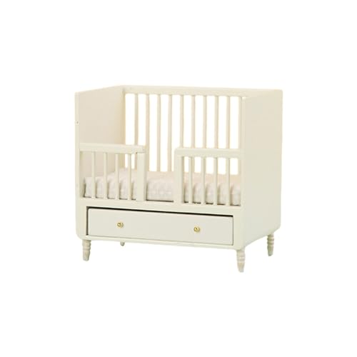 Qsvbeeqj 1:12 Modell Babybett Bett Puppenhaus Wohnzimmer Holzmöbel Mikrolandschaft Puppenhaus Dekoration Puppenhaus Zubehör von Qsvbeeqj