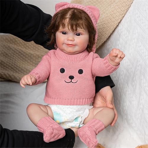 Qsvbeeqj 20 Zoll Handgezeichnete Neugeborene Babypuppe Handwaschbare Wiedergeburtsmädchen Babypuppe Mit Beweglichen Gliedmaßen Intime Begleitpuppe Für Kinder von Qsvbeeqj