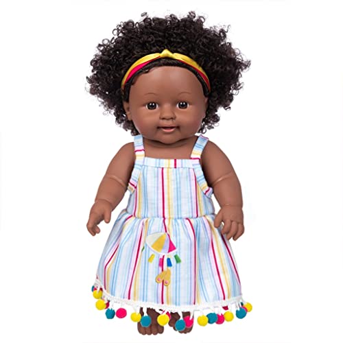 Qsvbeeqj 30cm/12in Afrikanisches Mädchen Zum Kuscheln Für Mit Ganzkörper Waschbares Lockiges Haar Lebendige Afrikanische Wiedergeborene Für Baby G von Qsvbeeqj