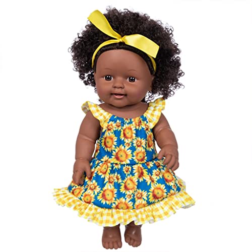 Qsvbeeqj 30cm/12in Afrikanisches Mädchen Zum Kuscheln Für Mit Ganzkörper Waschbares Lockiges Haar Lebendige Afrikanische Wiedergeborene Für Baby G von Qsvbeeqj