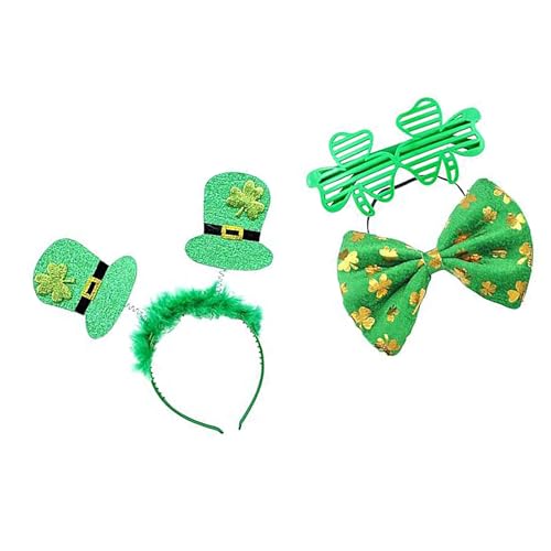 Qsvbeeqj 3PCS Patricks Day Kostüme Zubehör Set Green Leprepechaun Stirnbandbrillen Für Patricks Holiday Party Dekorationen von Qsvbeeqj