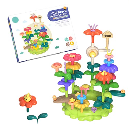 Qsvbeeqj Blumengarten Baustein Spielzeug STEM Spielzeug Blumen Baustein Stapelspiel Für Kleinkinder Gartenarbeit Vorgetäuschtes Spielzeug von Qsvbeeqj