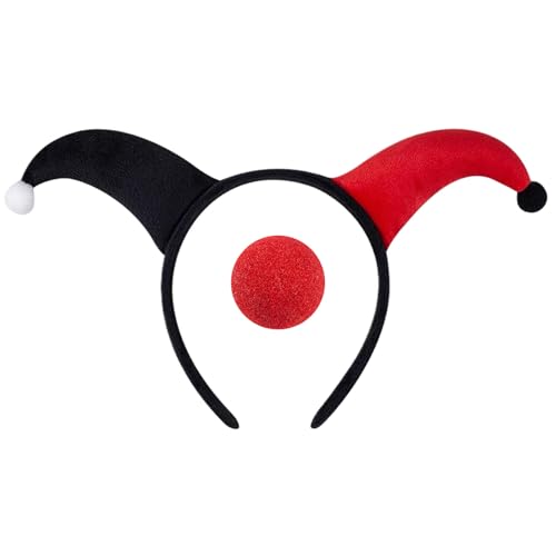 Qsvbeeqj Bunte Clown Stirnband mit Nase Kostüm Set Cosplay Zubehör für Halloween Geburtstagsfeier Festival Event Kopfbedeckung Stoff Qsvbeeqj Bunte Clown Stirnband mit Nase Kostüm Set Cosplay Zubehör für Halloween Geburtstagsfeier Festival Event Kopfbedeckung Stoff von Qsvbeeqj