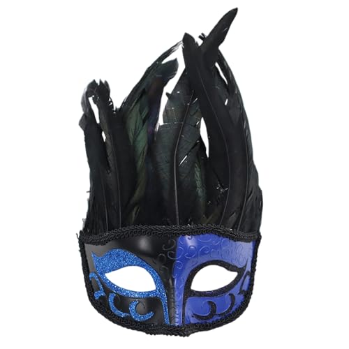 Qsvbeeqj Gefiederte Maskerade Maske Halloween Cosplay Maske Halbe Gesichtsmaske Für Damen Und Herren Halloween Maskerade Halloween Anzieh von Qsvbeeqj