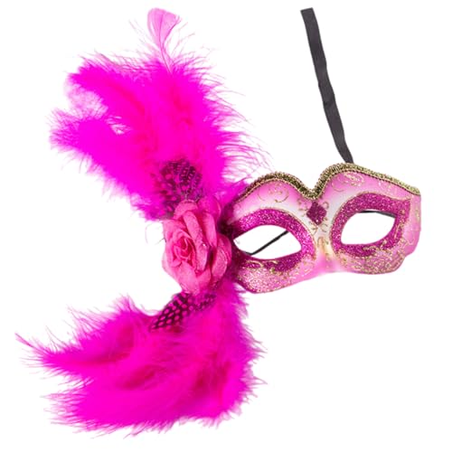 Qsvbeeqj Gefiedertes Maskerade-Gesicht mit Blume für Damen, Halloween, Cosplay, Maskerade, Augenmaske, Kostüm, halbes Gesicht von Qsvbeeqj