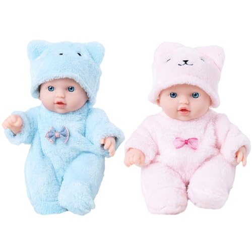 Qsvbeeqj Interaktives Silikon Plüsch Babypuppen Set 2 Stück Realistisches Kleinkind Spielzeug Mit Flexiblem Gelenk Für Pädagogische Zwecke von Qsvbeeqj