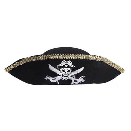 Qsvbeeqj Kapitänshut Für Rollenspiele Party Maskerade Kostüm Piratenhut Bühnenauftritte Tricorne Für Erwachsene Cosplay Kostüm von Qsvbeeqj