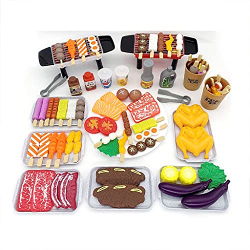 Qsvbeeqj Kinder Frühe Pädagogische Fähigkeiten Entwicklung Braten Fleisch Lebensmittel Spielzeug Sets Pretend BBQ Zubehör Feinmotorik Spielzeug von Qsvbeeqj