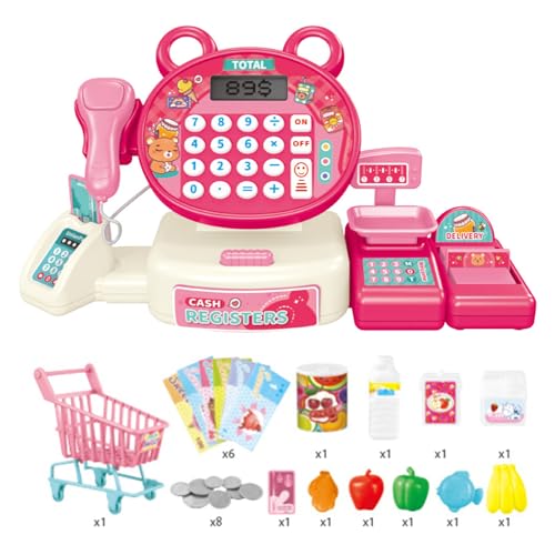 Qsvbeeqj Kinder Pretend Spielen Einkaufen Spielzeug Set Spielzeug Supermarkt Pretend Spielen Kunststoff Registrierkasse Spielzeug Mit Scanner Rechner von Qsvbeeqj