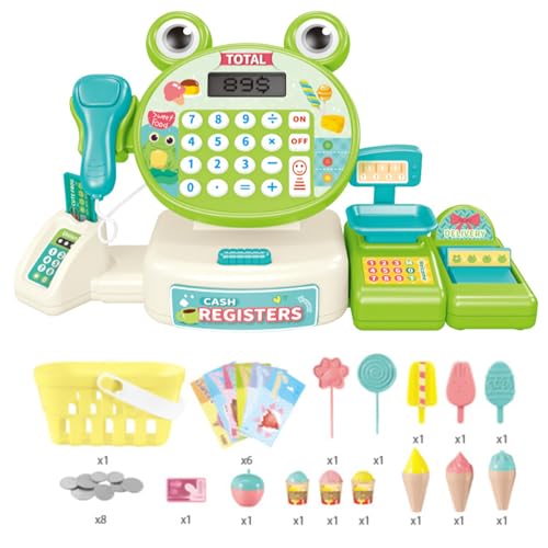 Qsvbeeqj Kinder Pretend Spielen Einkaufen Spielzeug Set Spielzeug Supermarkt Pretend Spielen Kunststoff Registrierkasse Spielzeug Mit Scanner Rechner von Qsvbeeqj