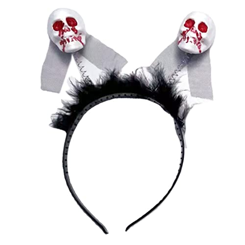 Qsvbeeqj Kopfbedeckung Horror Stirnband für Kopf Schädel Form Haarreifen Party Kopfschmuck Haarband Party Cosplay Kostüm Requisiten Unisex von Qsvbeeqj