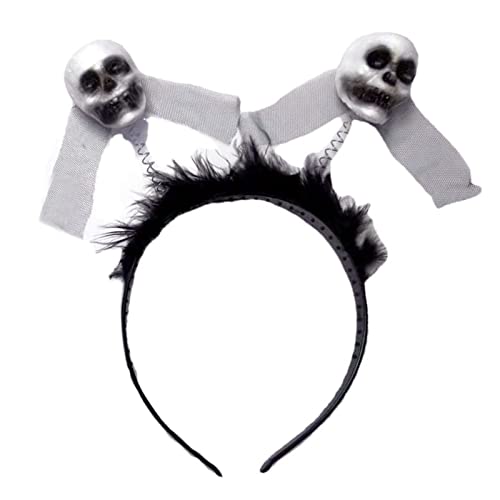 Qsvbeeqj Kopfbedeckung Horror Stirnband für Kopf Schädel Form Haarreifen Party Kopfschmuck Haarband Party Cosplay Kostüm Requisiten Unisex von Qsvbeeqj