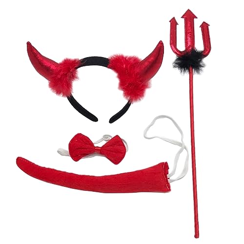 Qsvbeeqj Kostümzubehör Teufelhorn Stirnband Gabel Fliege Schwanz für Erwachsene Kinder Halloween Phantasievolle Cosplay Kostüm Requisite Halloween Phantasie Kostüm Qsvbeeqj Kostümzubehör Teufelhorn Stirnband Gabel Fliege Schwanz für Erwachsene Kinder Halloween Phantasievolle Cosplay Kostüm Requisite Halloween Phantasie Kostüm von Qsvbeeqj