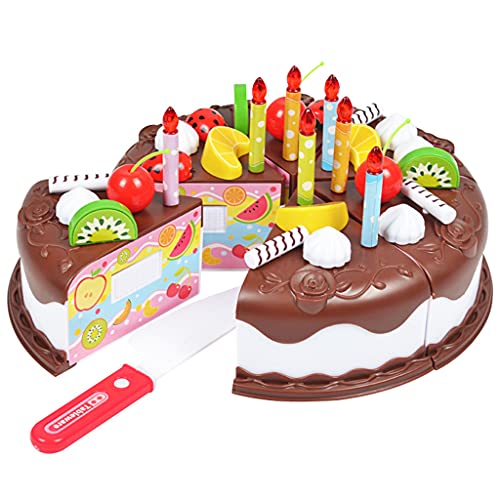 Qsvbeeqj Kuchen Spielzeug Pretend Zum Spielen Schneiden Obst Geburtstag Spielzeug Kinder Geburtstag Kuchen Spielzeug Für 1 2 3 4 5 Jahre Alten Jungen Und Mädchen von Qsvbeeqj