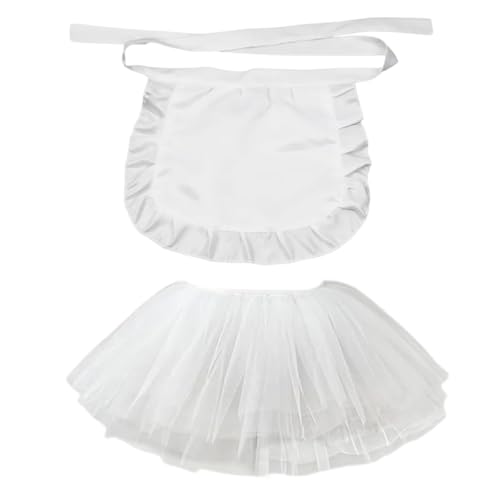 Qsvbeeqj Maid Gerüschte Spitzenschürze und Tüll-Tutus-Rock-Set, Kostüm, Cosplay, chinesischer kleiner Koch, Anime-Outfits von Qsvbeeqj