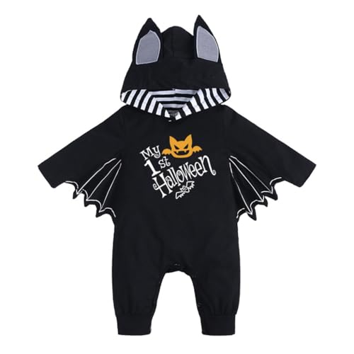 Qsvbeeqj Neugeborene Fledermaus Kostüm Mit Kapuze Baumwoll Strampler Halloween Spielanzug Mit Fledermaus Kapuze Für Neugeborene Bequem Für Halloween Anziehsachen von Qsvbeeqj