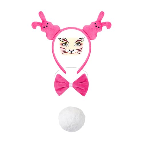 Qsvbeeqj Osterhasen-Kostüm-Zubehör, Halloween-Cosplay-Kostüm, Hasenohren, Stirnband, Fliege, Gesicht, Aufkleber, Hasenschwanz, Oster-Set Qsvbeeqj Osterhasen-Kostüm-Zubehör, Halloween-Cosplay-Kostüm, Hasenohren, Stirnband, Fliege, Gesicht, Aufkleber, Hasenschwanz, Oster-Set von Qsvbeeqj