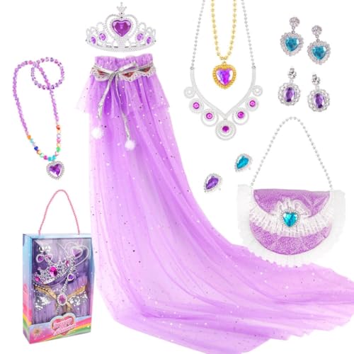 Qsvbeeqj PrincessCloak Dress Up Prinzessin Cape Fee Zauberstab Schmuck Fee Kostüm Fee Prinzessin Kostüm Mädchen Geburtstagskostüm von Qsvbeeqj