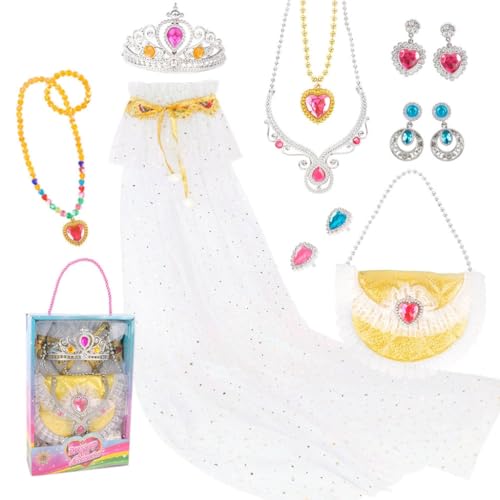 Qsvbeeqj PrincessCloak Dress Up Prinzessin Cape Fee Zauberstab Schmuck Fee Kostüm Fee Prinzessin Kostüm Mädchen Geburtstagskostüm von Qsvbeeqj