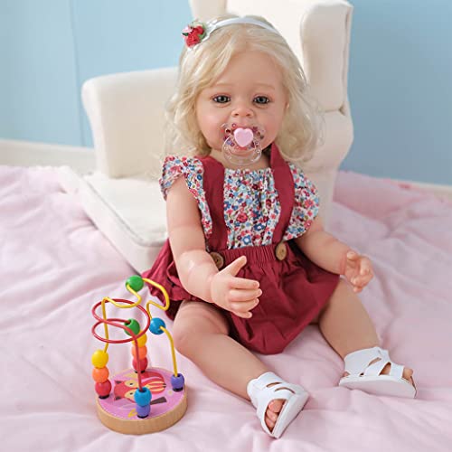 Qsvbeeqj Realistische Mädchen Geschenke Infant Bett Nickerchen Neugeborenen Baby Spielzeug Mit Schnuller Infant Begleiten Spielzeug Mit Gurt Kleid Für Dol von Qsvbeeqj