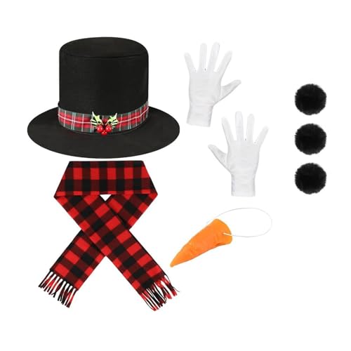 Qsvbeeqj Snowman Kostüm Kits Weihnachten Winter Frosty Kostüm Schneemann Mit Tutus Rock Karotten Nasenschal Handschuhe Pompoms Bälle von Qsvbeeqj