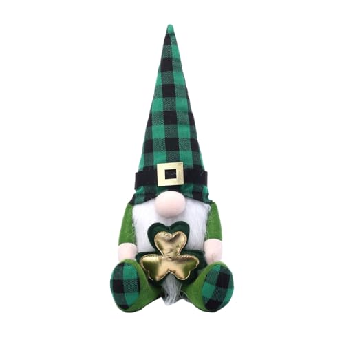 Qsvbeeqj St.Patrick's Day Zwerge Irish Day Plüschzwerge Puppen St.Patrick's Day Ostergeschenk Kleeblätter Dekoration Zwerge von Qsvbeeqj