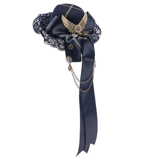 Qsvbeeqj Steampunk-Hut für Damen und Herren mit Schleife, Halloween, Cosplay, Party, Kostüm, Hut, Gothic-Stil, Kopfbedeckung mit Haarspange von Qsvbeeqj