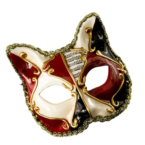 Qsvbeeqj Venezianer Stile Katzen Gesichtsmaske Vintage Masqueraden Halbe Gesichtsbedeckung Für Halloween Party Cosplay Kostümzubehör von Qsvbeeqj