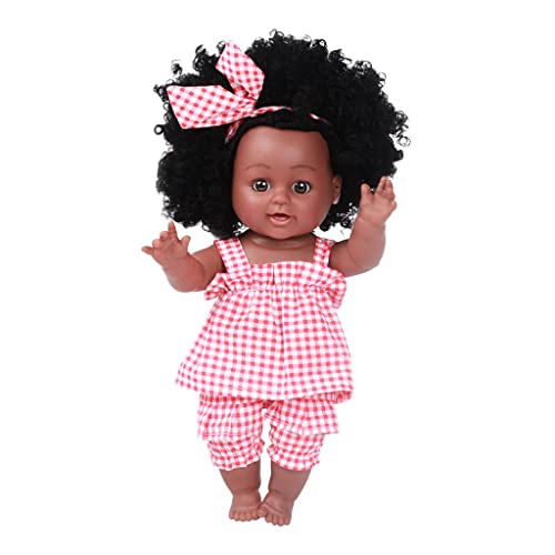 Qsvbeeqj Wiedergeborenes Schwarzes Baby Für Mädchen 30 5 cm Afro Haar Ganzkörper Künstliche Handarbeit Für Kinder Mit Modischem Kleid von Qsvbeeqj